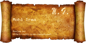Mohl Irma névjegykártya