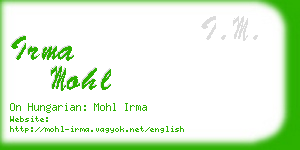 irma mohl business card